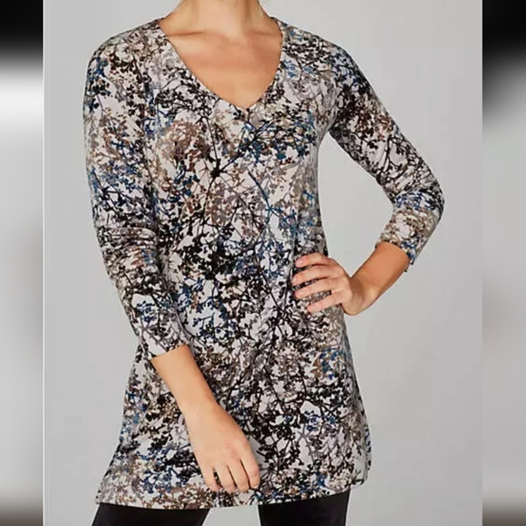 J.Jill Velour Branch Print Tunic Comfort Comfy Multi-color - Picture 1 of 13